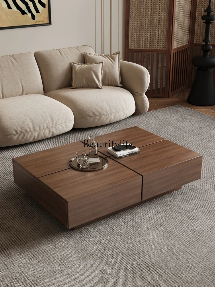 

FG10*Retro style coffee table living room household rectangular small apartment retractable light luxury