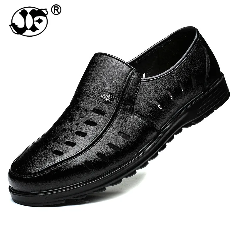 Sandalias de hombre 2021, nuevos zapatos de verano, zapatos informales de negocios con ventilación de cuero genuino para hombre, sandalias de marca para hombre, negro y marrón 789