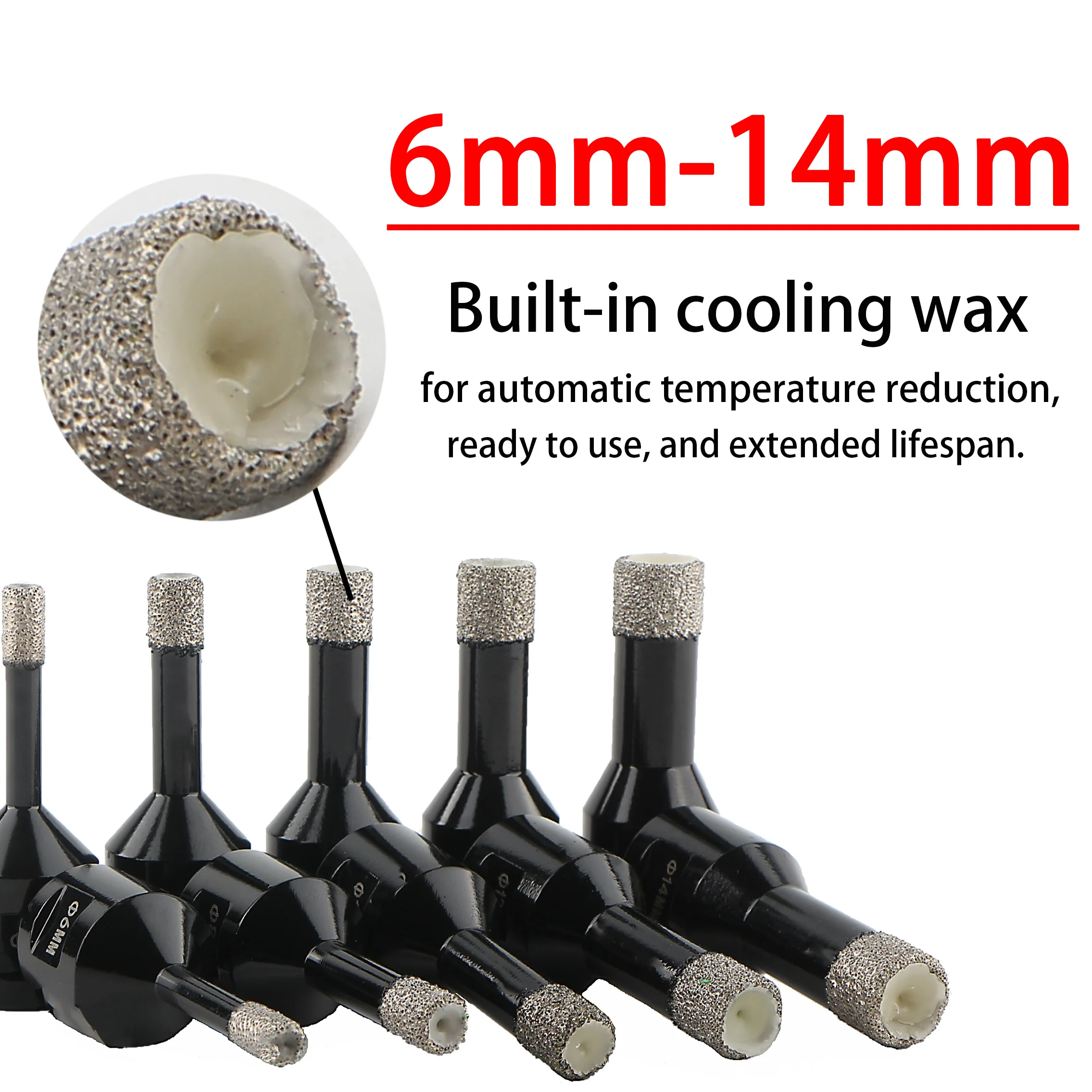 Foret à sec en diamant brasé sous vide, filetage M14, scie cloche pour carreaux de porcelaine, granit, marbre, pierre, adapté au meuleuse d'angle