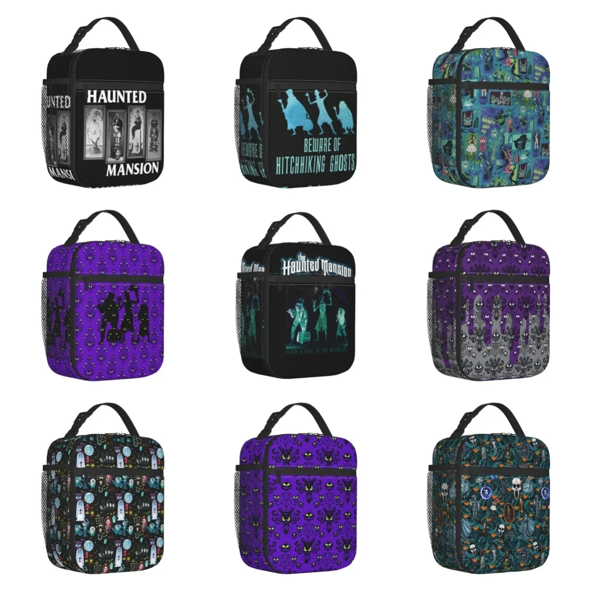 Haunted Mansion Haunted House Madame Insulated Lunch Bags for Women Halloween Ghost Resuable Thermal Cooler Bento Box School