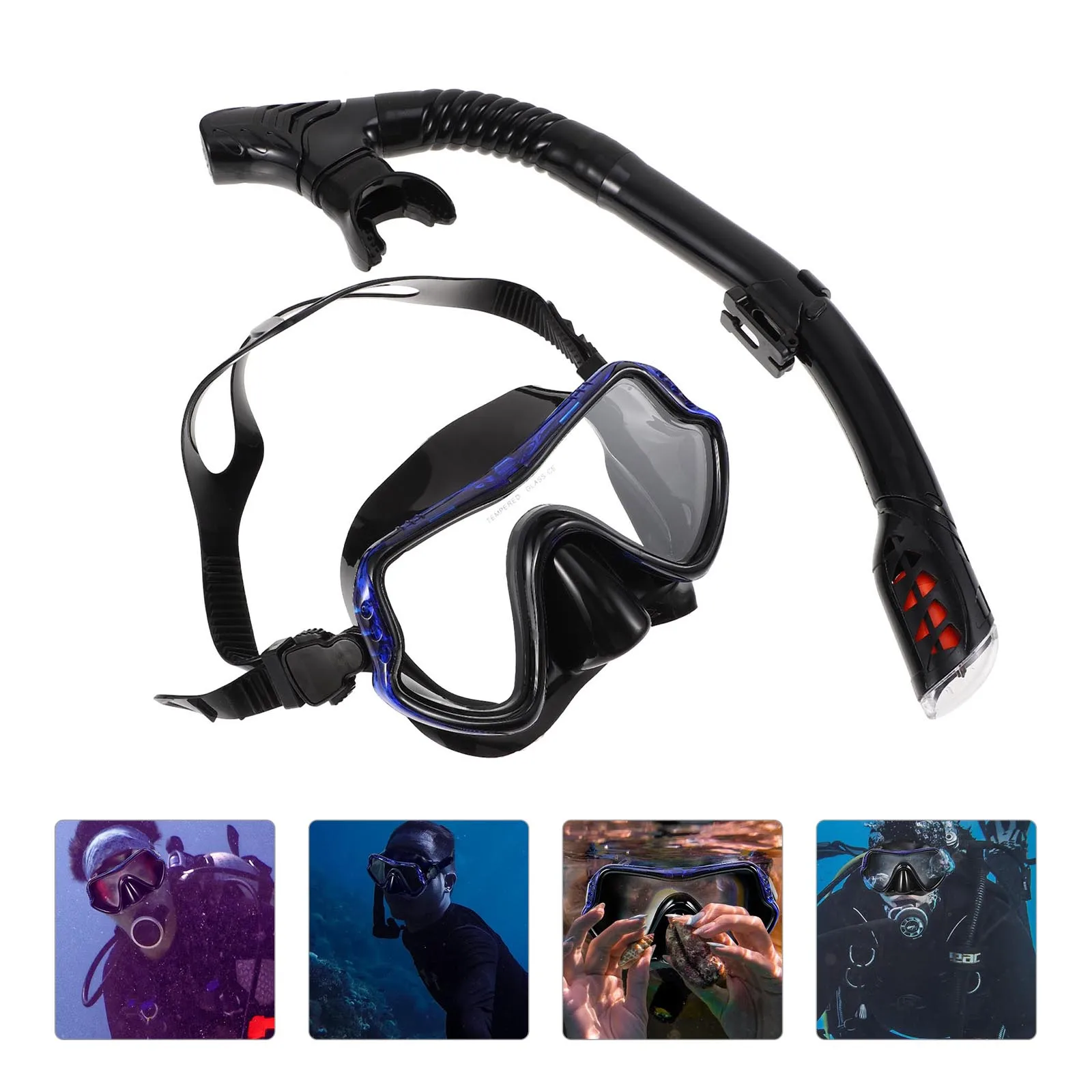 

1 Set Snorkeling Mask With Snorkel Ergonomic Waterproof Seal Lightweight Portable Adult Snorkeling Gear Set Durable Comfortable