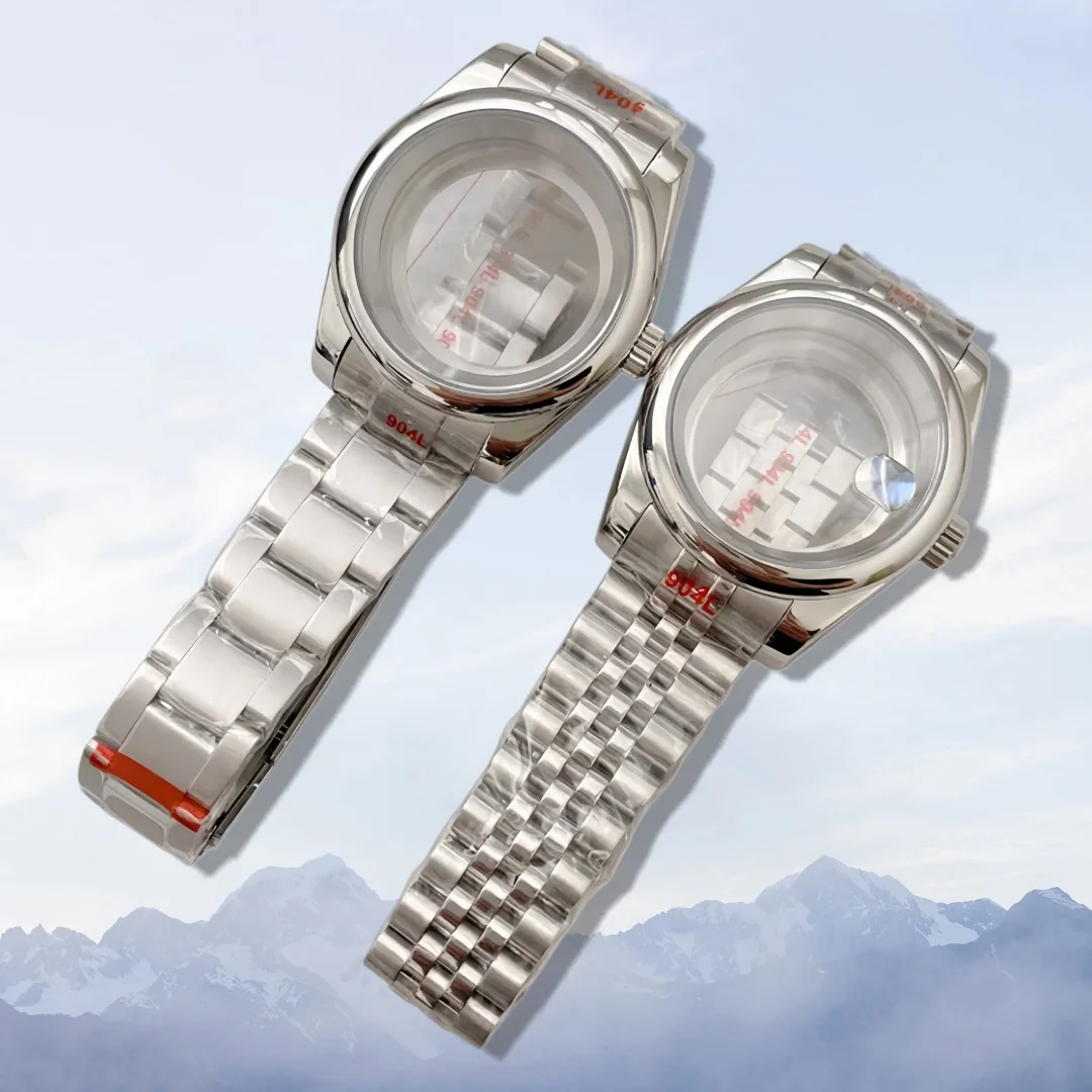 36mm 39mm Watch Case and Strap Transparent Back Case for Datejust Nh35 Nh36 Nh34 Movement Sapphire Glass Case and Strap