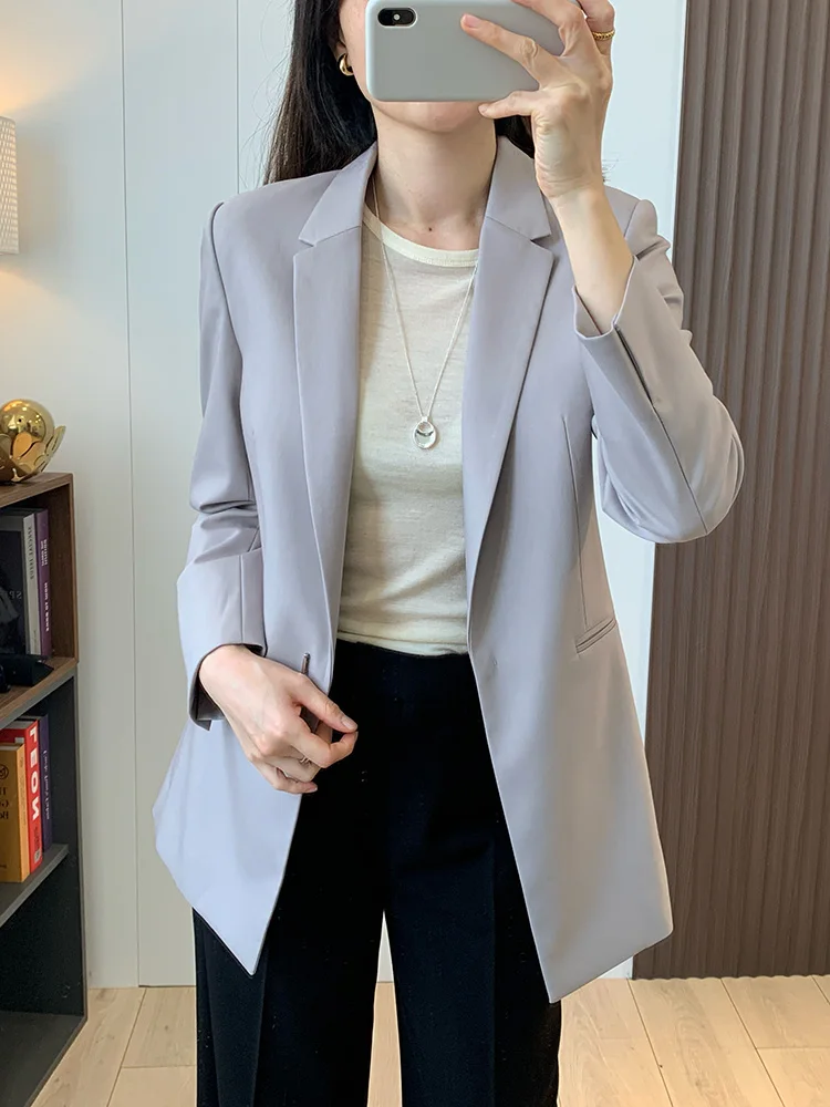 

Slimming Tailored Long Sve Suit Jaet Casual Commute Sle Heavyweight High Quali round Ne Women's Faion Outerwear
