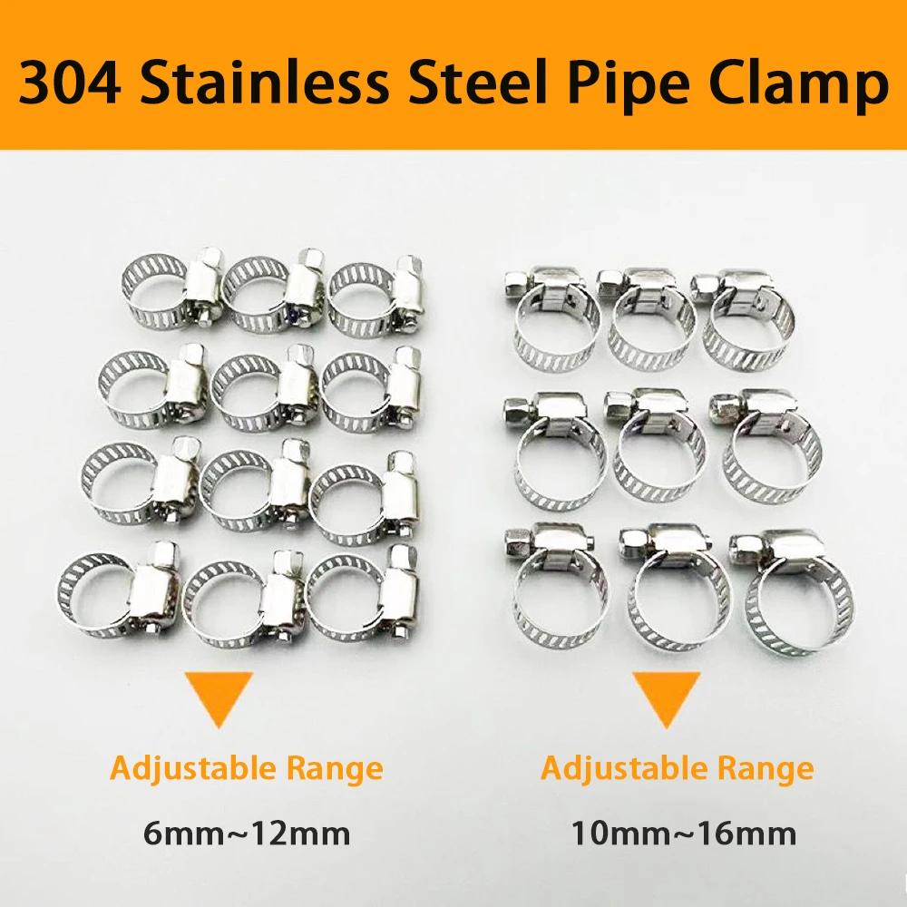 

10pcs/20pcs 6-44mm Adjustable Stainless Steel Screw Band Hose Clamps Car Fuel Hose Clamps Pipe Clamp Worm Gear Clip Hose Clamp
