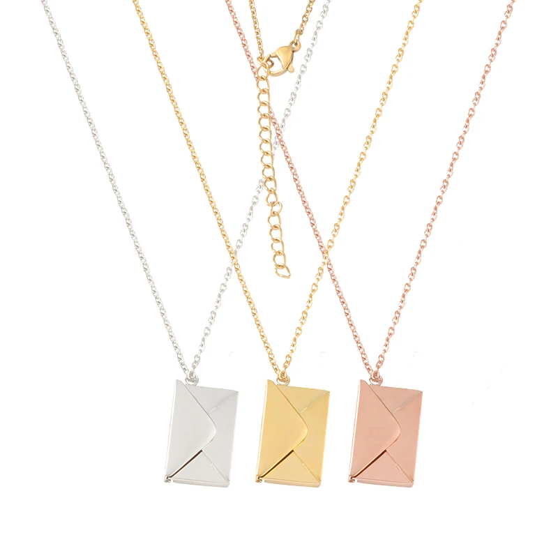 Fnixtar Detachable Envelope Pendant Necklaces Mirror Polish Stainless Steel Creative Love Letter DIY Necklace 10 PCS/lot