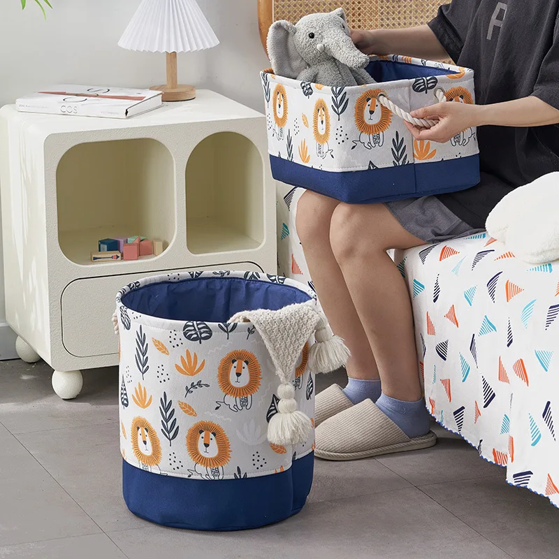 Large Kids Laundry Basket Fabric Cartoon Lion Laundry Hamper Foldabe Storage Bins for Toys Clothes Baby Nursery Room Organizer