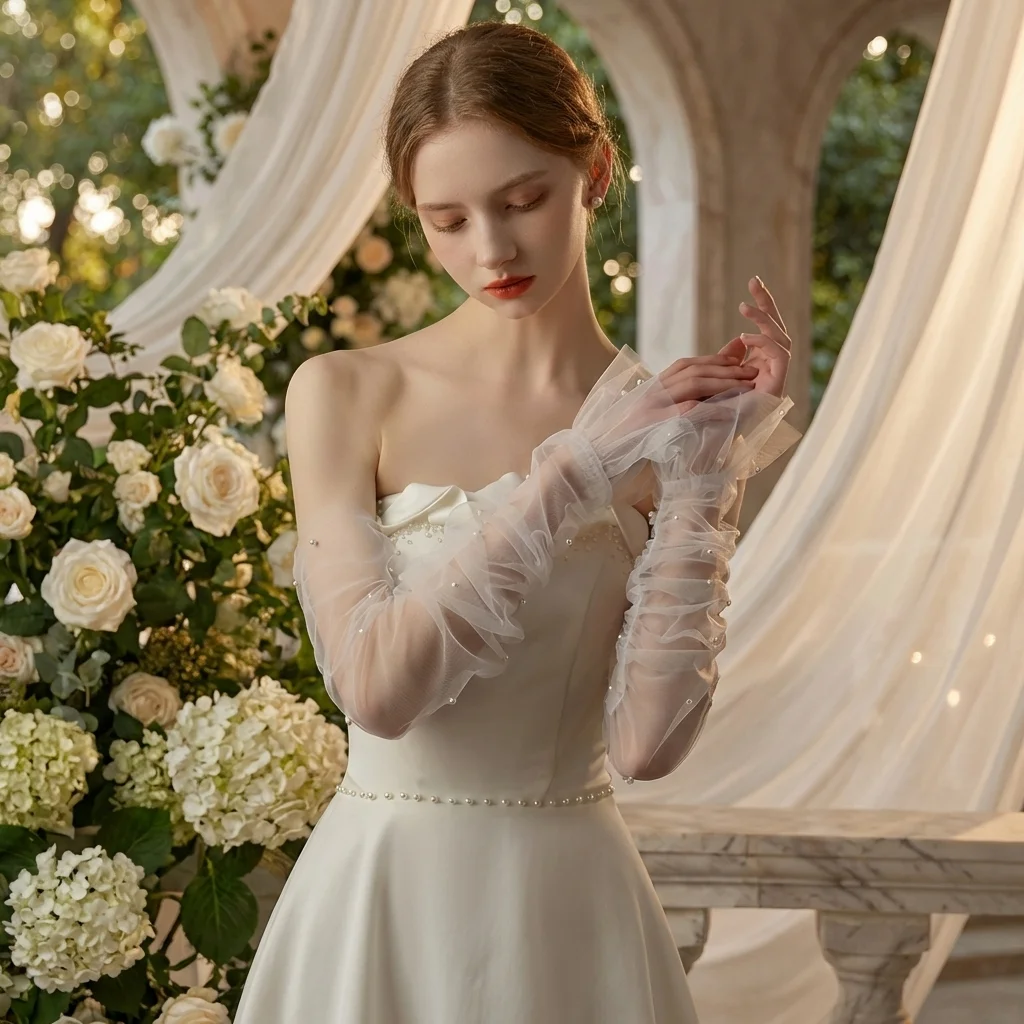 

Lace Bridal Long White Gloves White Versatile Brides Arm Cuffs Costume Accessory Fake Sleeves Cuffs Wedding,Pageant,Prom