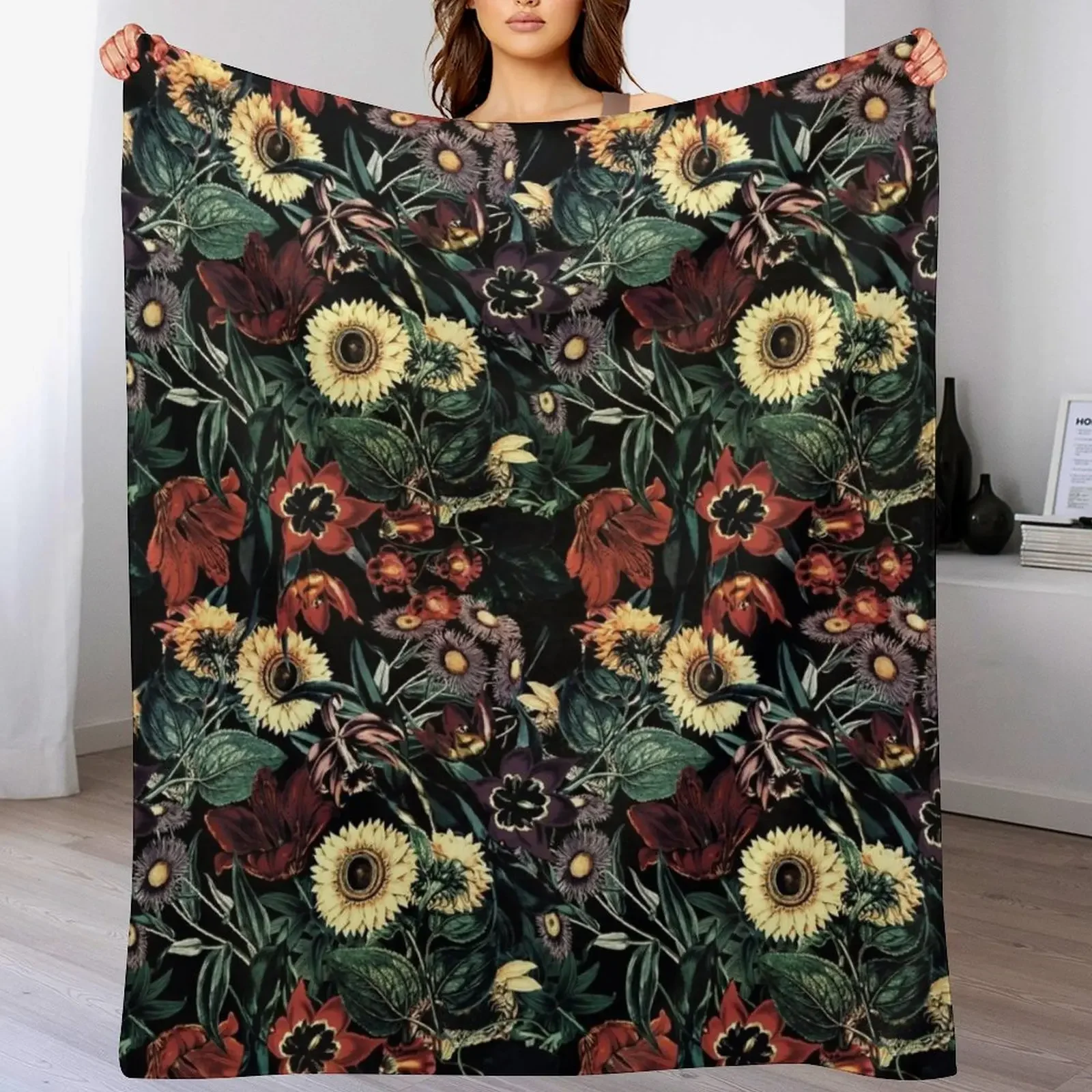 NIGHT GARDEN XXVI Throw Blanket Spring Fall Cozy Throw Blanket for Couch