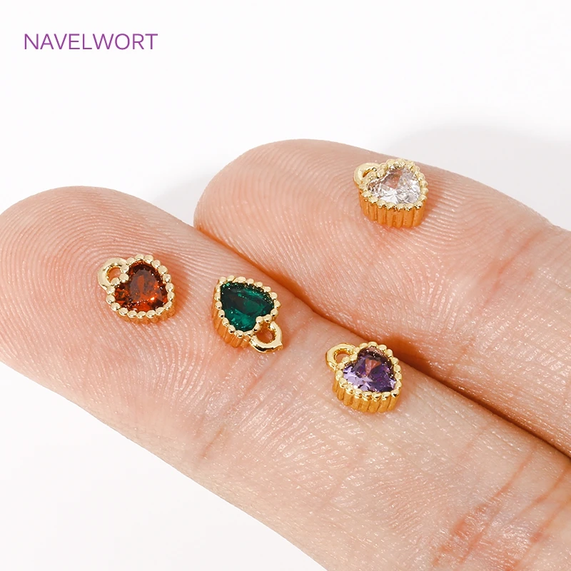 5mm*6.5mm 18K Gold Plated Mini Heart Crystal Glass Charms For Bracelet Making Findings,Pendants For Jewelry,DIY Accessories view 5