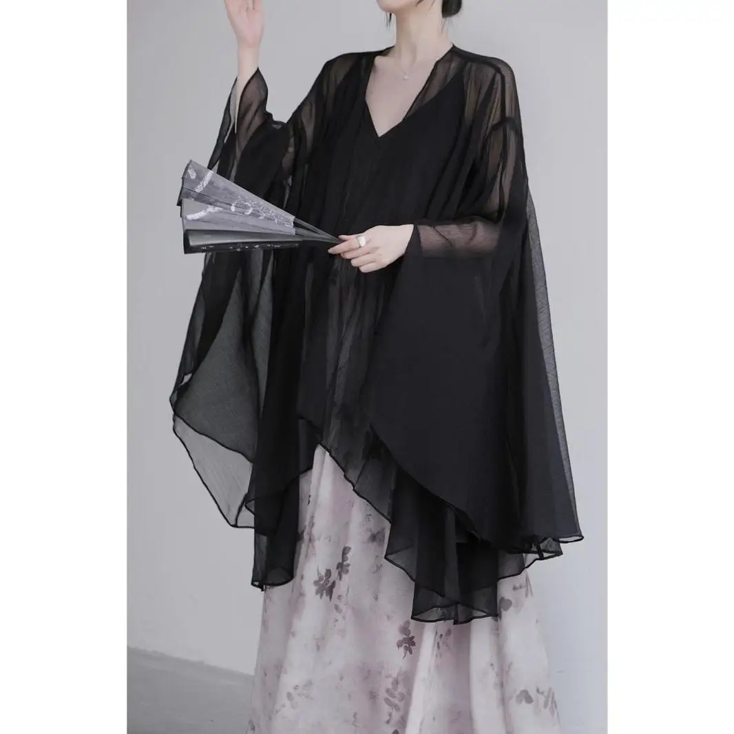 

Extra Large Size 300 Pounds Fat MM Zen Cold Shoulder Unusual Sweater Korean Style Loose Fit Long Sleeve V-Neck Mid-Length Coat