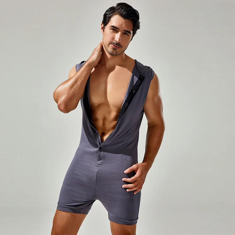 Salopette à capuche décontractée pour hommes, combinaisons slim fit, pyjamas d'été sexy, shorts skinny commandés, combinaisons de batterie pour hommes, combishorts de batterie, mode