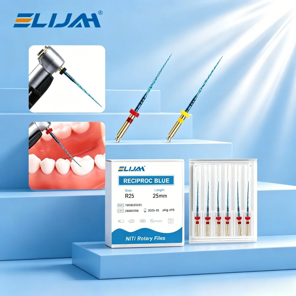 

ELIJAH Dental 10Boxes/Set Reciproc Blue Heat Activated Niti Rotary Files 21mm R25/R40/R50 for Dental Endodontic Treatment