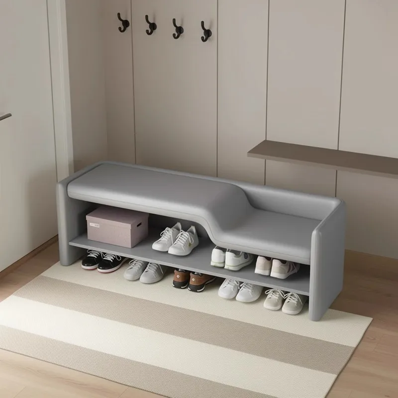 High end leather shoe changing bench, light luxury shoe rack, home doorstep shoe wearing bench, mall rest bench, bedside bench