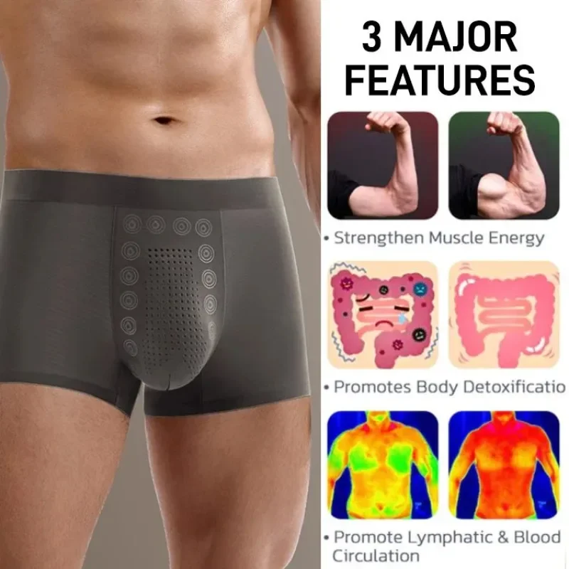 Men\'s Magnetic Therapy Underwear Quick-drying Breathable Physical Massage Particle Mid-waist Shorts