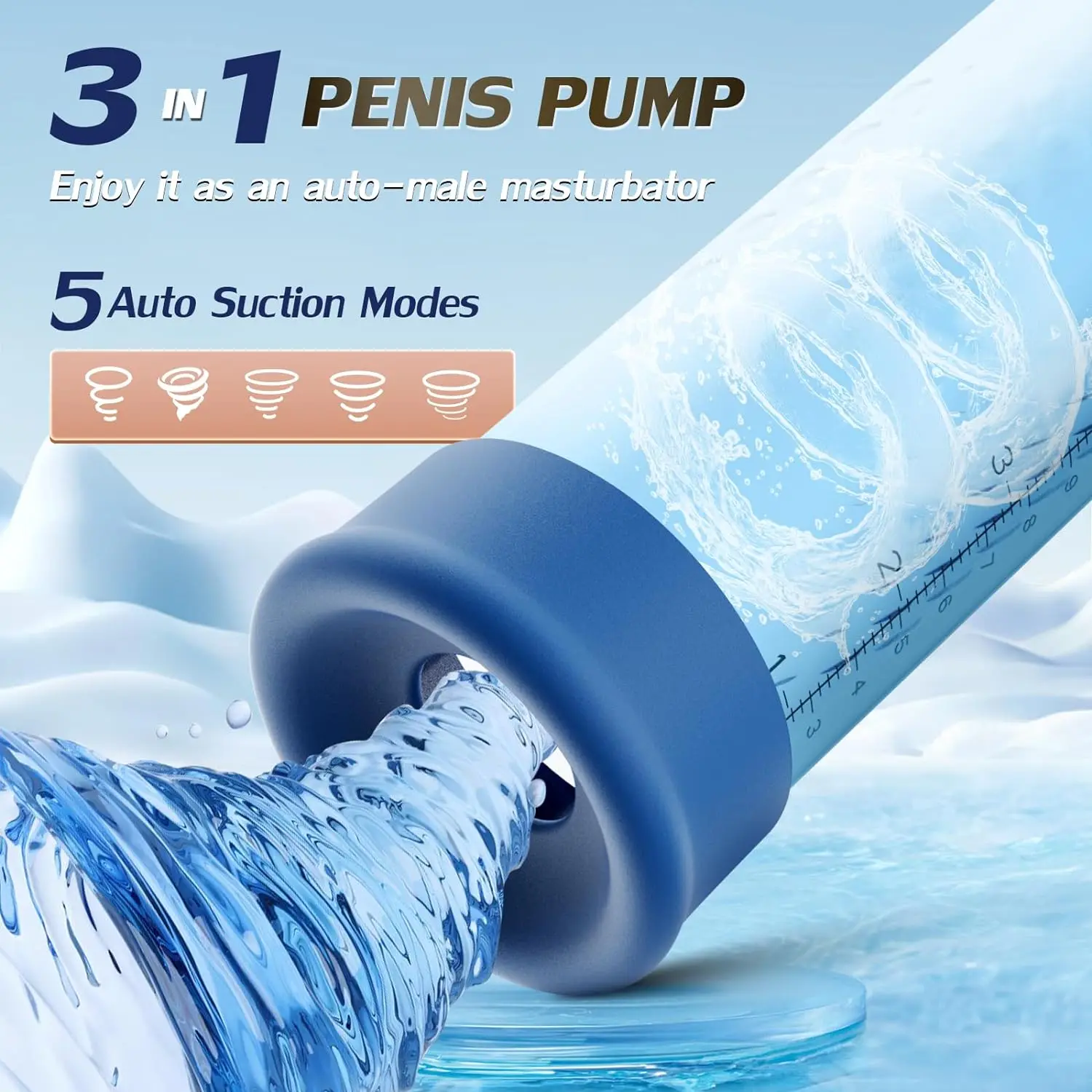 HESEKS IPX78 Penis Pump for Enlargement Electric Vacuum Pump with 5 Sucking Levels Waterproof Sex Toy Male Masturbators for Men