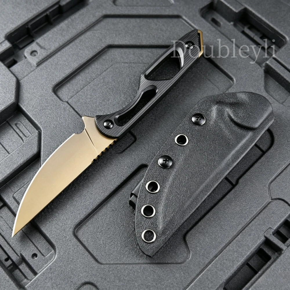 

High-hardness Utility Straight Knife Lightweight Adventure Outdoor Knife Adventure Carrying Tool with K Sheath Black G10 Handle