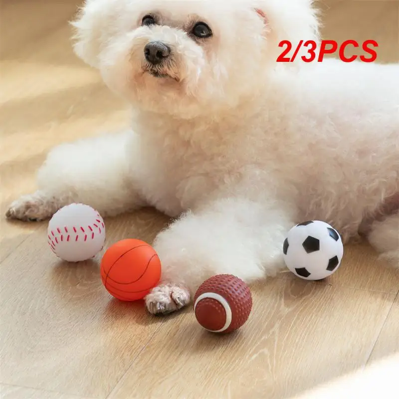 2/3PCS Tooth Cleaning Ball Fun Vocalization High Elasticity Latexdoll Cotton Pet Balls Accessories Pet Toys