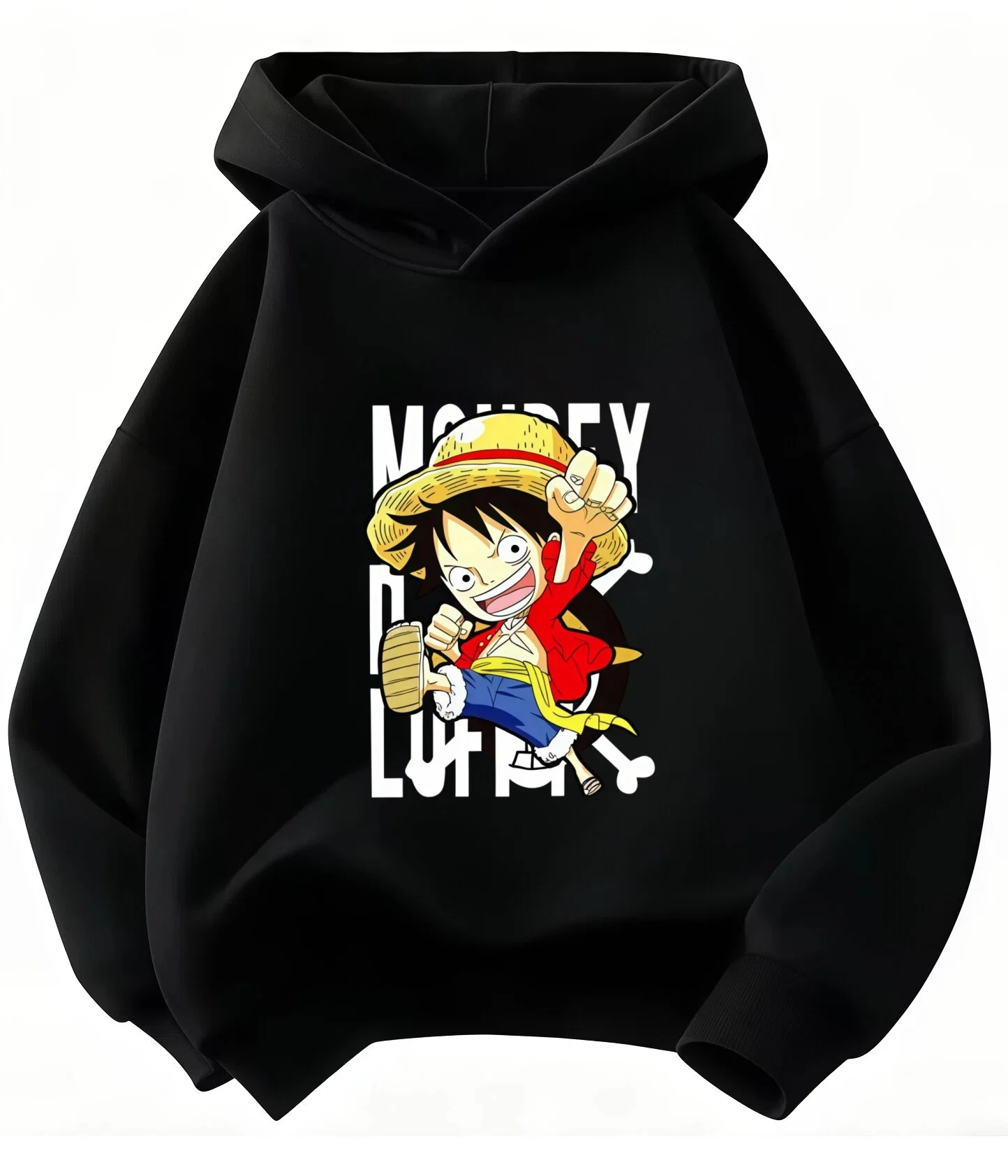 One Piece Monkey D Luffy Chibi Cartoon Print Hoodie Kinder Jungen Mädchen Pullover Kapuzenpullover Anime Kinder Streetwear Oberteile