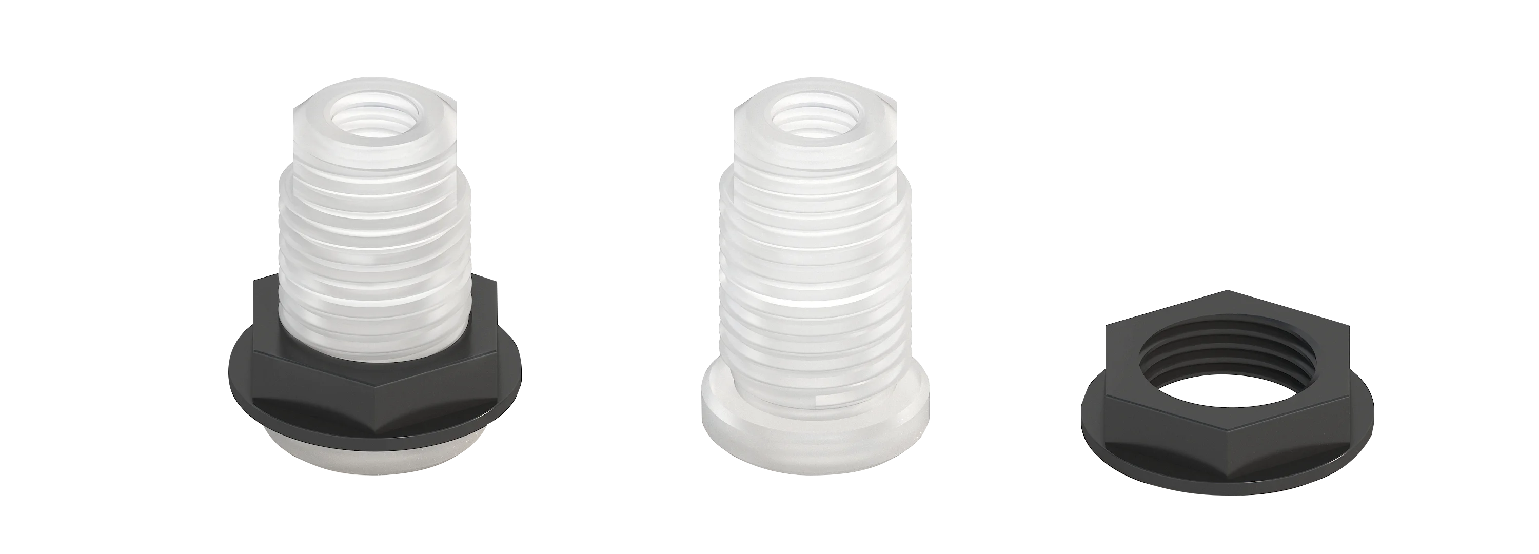 1/4-28UNF Flat Bottom Threaded Fitting Anti-Rotation Panel Mount Through-Hole Connector for Equipment Enclosure