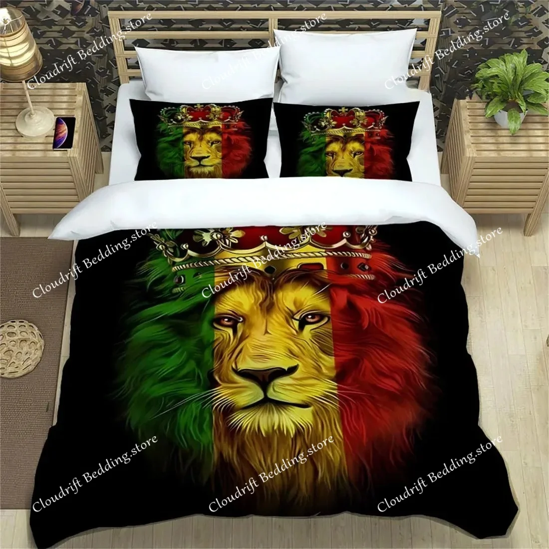 Lion Duvet Cover Sets With Zipper,  Animal Floral Print Bedding Set For Kids Youth Adult Modern Lion Quilt Cover Decor Room