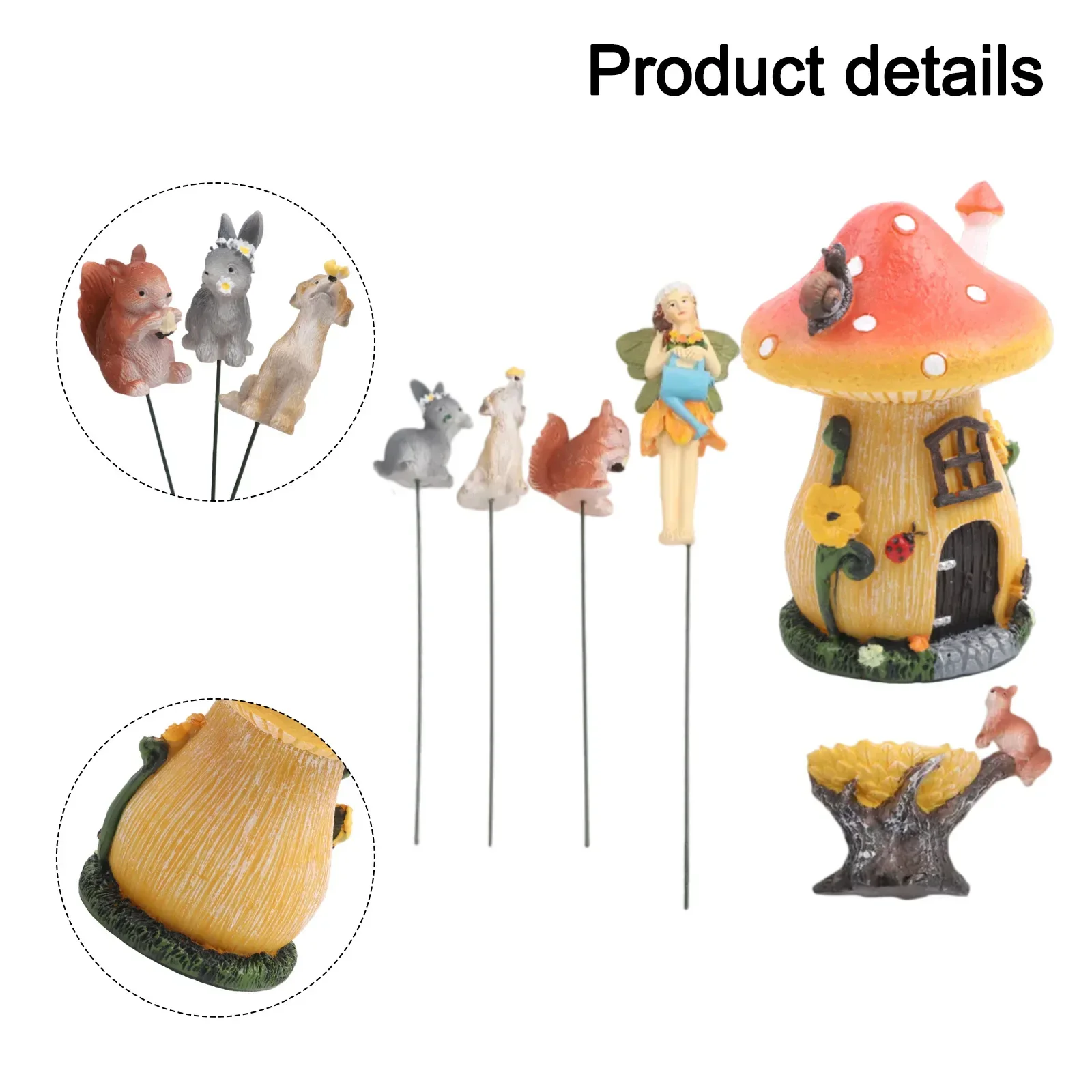 6pcs/set Fairy Garden Flower Pot Landscaping Mushroom House Creative Landscape Resin Craft Garden Decoration DIY Accessory