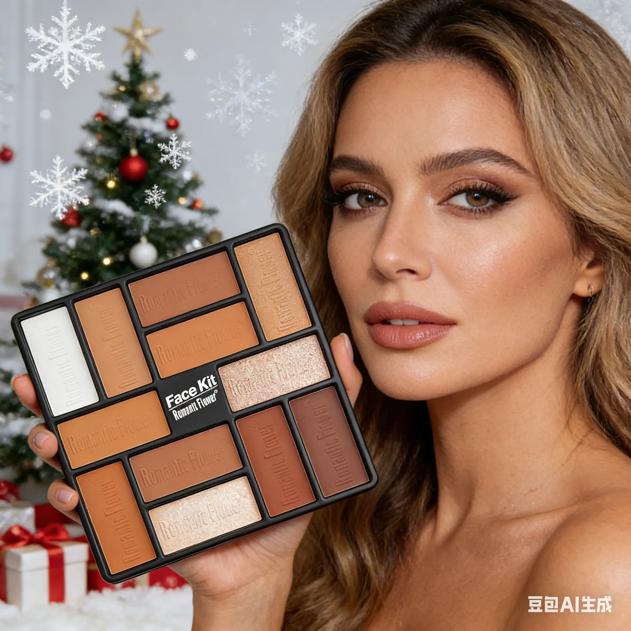 Romantyczna paleta do konturowania i rozświetlania z 12 kolorami, zestaw pudrów do makijażu twarzy do różu, bronzeru i rozświetlania