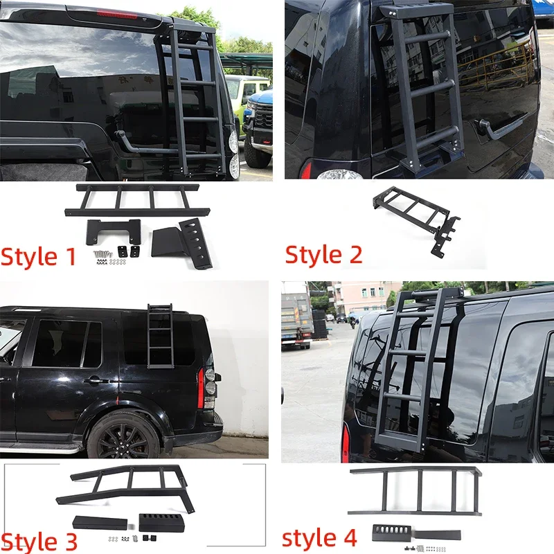 Aluminum Alloy Black Car Rear Tailgate Ladder Side Ladder for 04-16 Land Rover Discovery 3 LR3 Discovery 4 LR4 Car Climbing Tool