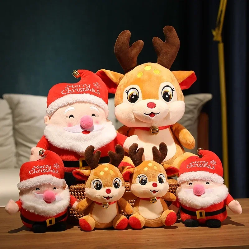 20CM Cute Christmas Series Doll Santa Claus Elk Plush Toy Stuffed Soft Snowman Deer Toys for Kids Girls Xmas Gift Decor Props