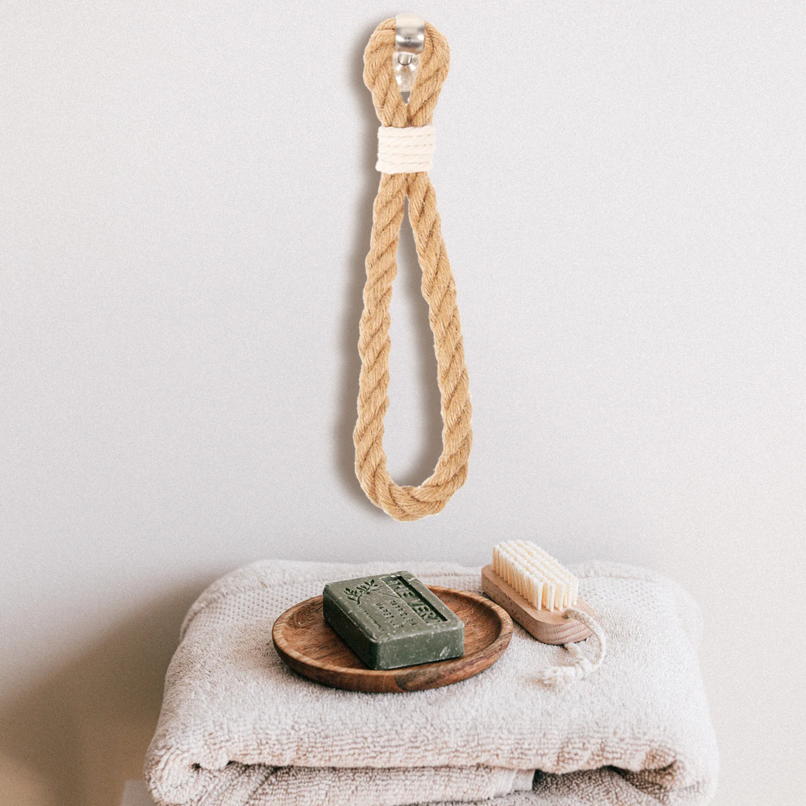 

Cotton Rope Towel Bar Handmade Jute Rust Resistant Bathroom Decor Circular Design Multi Purpose Hanging Holder