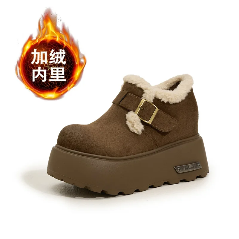 

New Warm Plush Women's Thick Bottom Fleece Lined Snow Boots Winter Anti-slip Cotton Shoes Comfortable Warm Casual Flat Heel