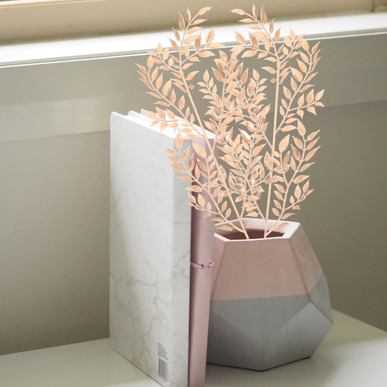 

10Pcs Artificial Golden Leaf Stems Lifelike Faux Plants Home Wedding Decor Golden Branches for Vase Centerpieces