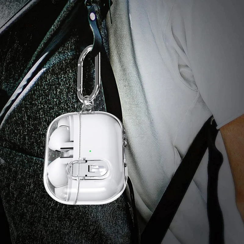 حافظة جديدة 2025 لهاتف سامسونج جالاكسي Buds 3/3Pro قفل آمن شفاف Fundas لهاتف سامسونج جالاكسي Buds 3 Buzz 3 Pro مع سلسلة مفاتيح