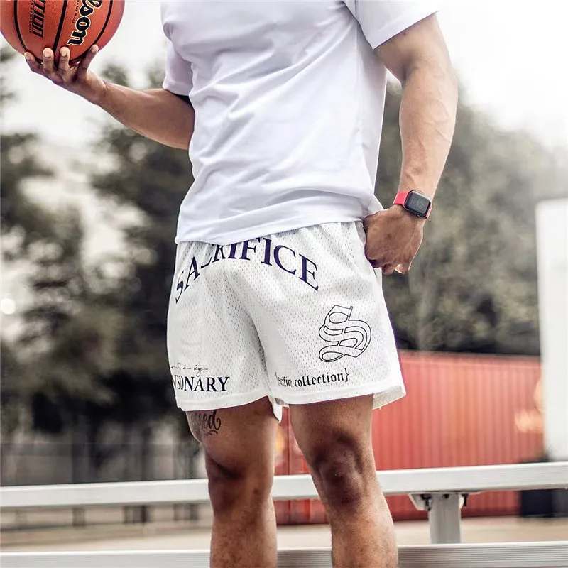 Summer Man Mesh Sports Shorts Men Double-deck Basketball Workout Running Shorts Men 2 IN 1 Mens GYM Shorts Fitness Short Pants