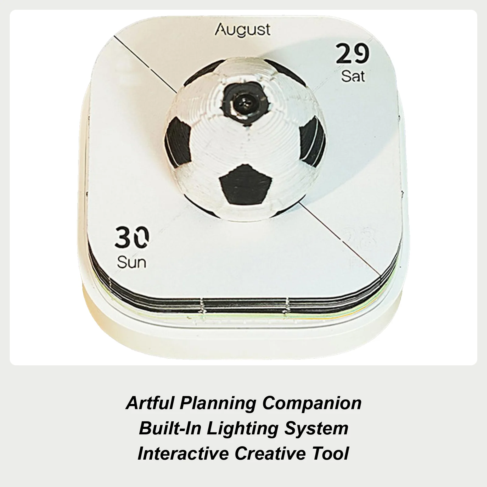 3D Football Time Piece Calendar Football Shaped Paper Carving Notepad With LED Lighting Desktop DIY Decoration Ornaments
