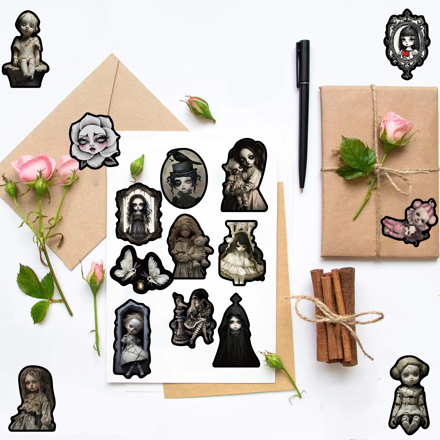 

50PCS Sticker Dark Dolls Cartoon Kawaii Motorcycle Decals Laptop Skateboard Phone Suitcase Guitar Creative Motorcycle Sticker