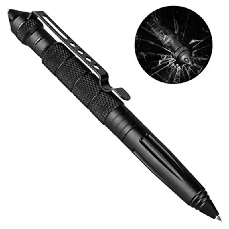 Multifunctional Metal Self Defense Tactical Pen School Student Office Ballpoint Pencil Emergency Glass Breaker Survival Supplies