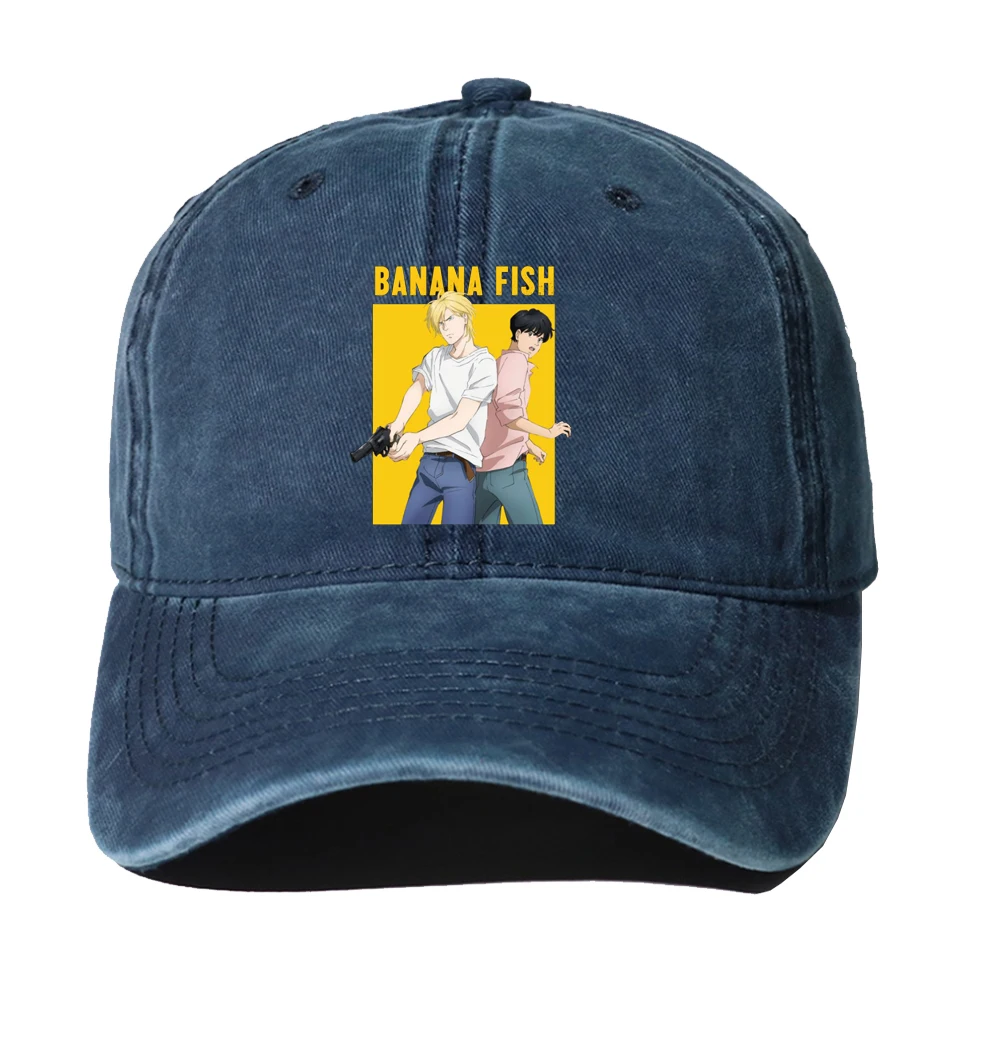 Unisex Denim Cap Washed Cotton Baseball hat Teenagers Casual Adjustable Caps For anime Banana Fish Cartoon Cowboy Baseball cap