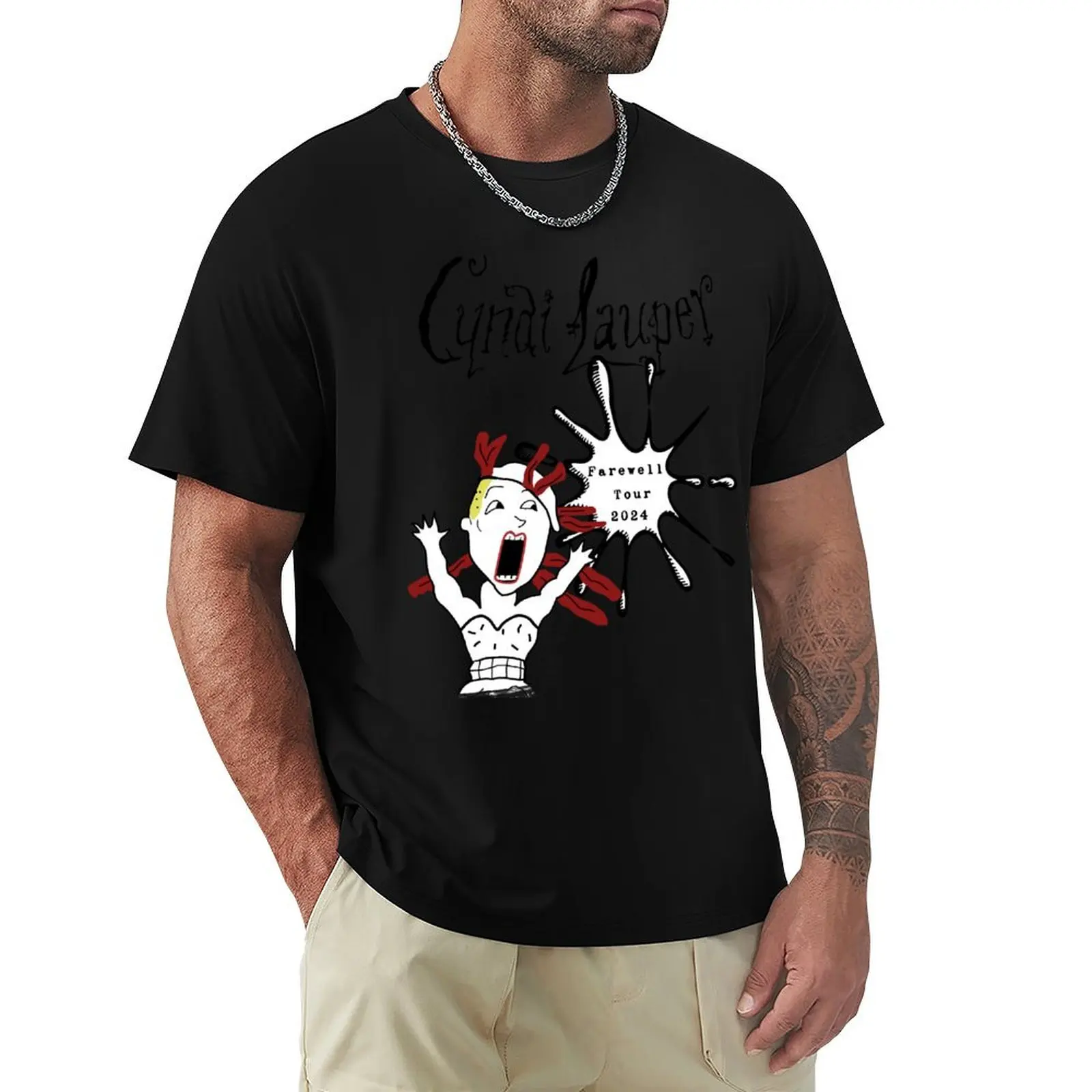 She Bop Cartoon - Cyndi Lauper's Farewell Tour T-Shirt Plus Size Outdoor Casual Top