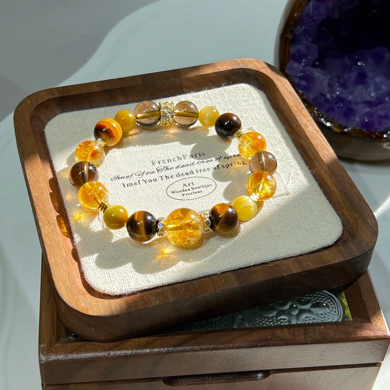 Gold Ba natural crystal bracelet yellow Asaijin tiger Eye Stone cordon from the East mysterious metaphysics to make money