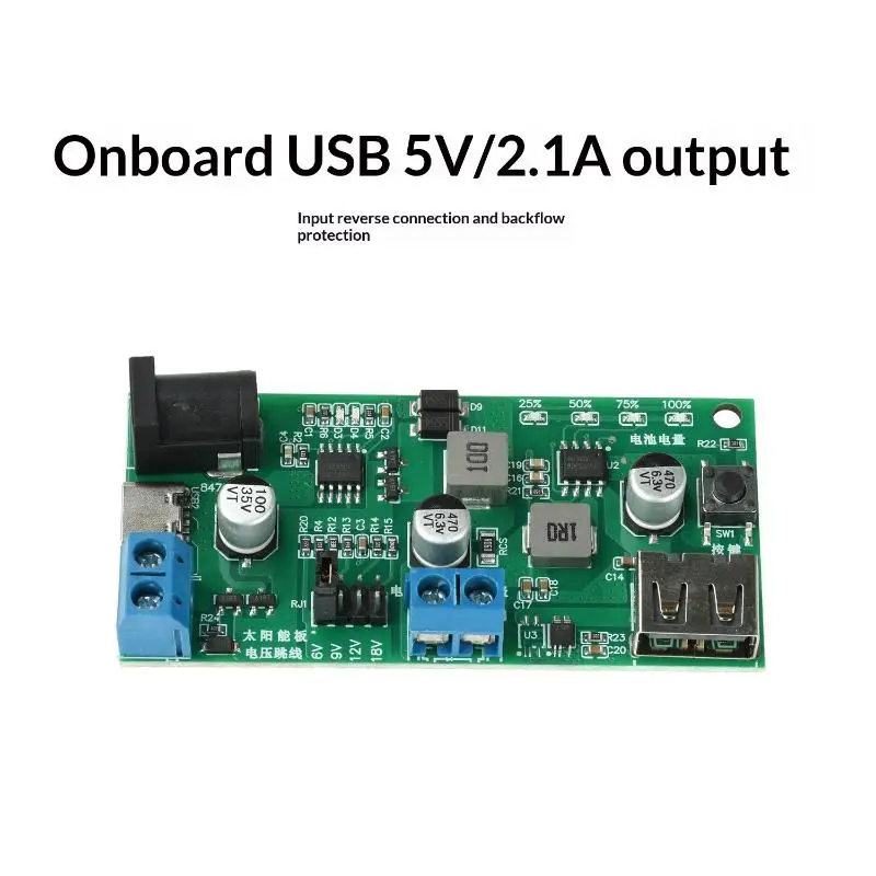 1Pcs MPPT Solar Charger Control Board DC5-18V 2.5A Solar Panel Regulator Module Type-C DC5V USB For 3.7V 18650 Lithium Battery