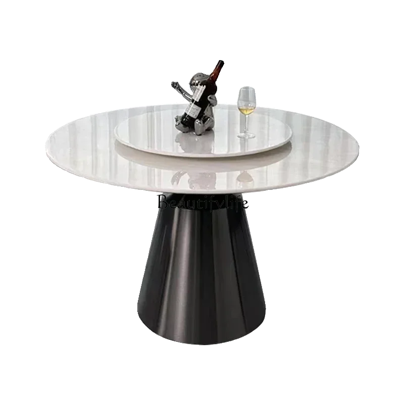 

New Arrivals Ice jade natural marble dining table light luxury high-end round luxury stone dining table ss 7304