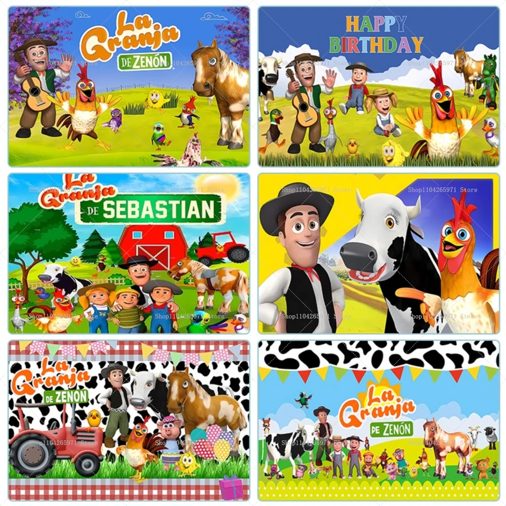 La Granja De Zenon - Fondo Decorativo con Diseño de Dibujos Animados de Amigos de la Granja, para Fiestas de Cumpleaños Infantiles, Decoración para Fotos