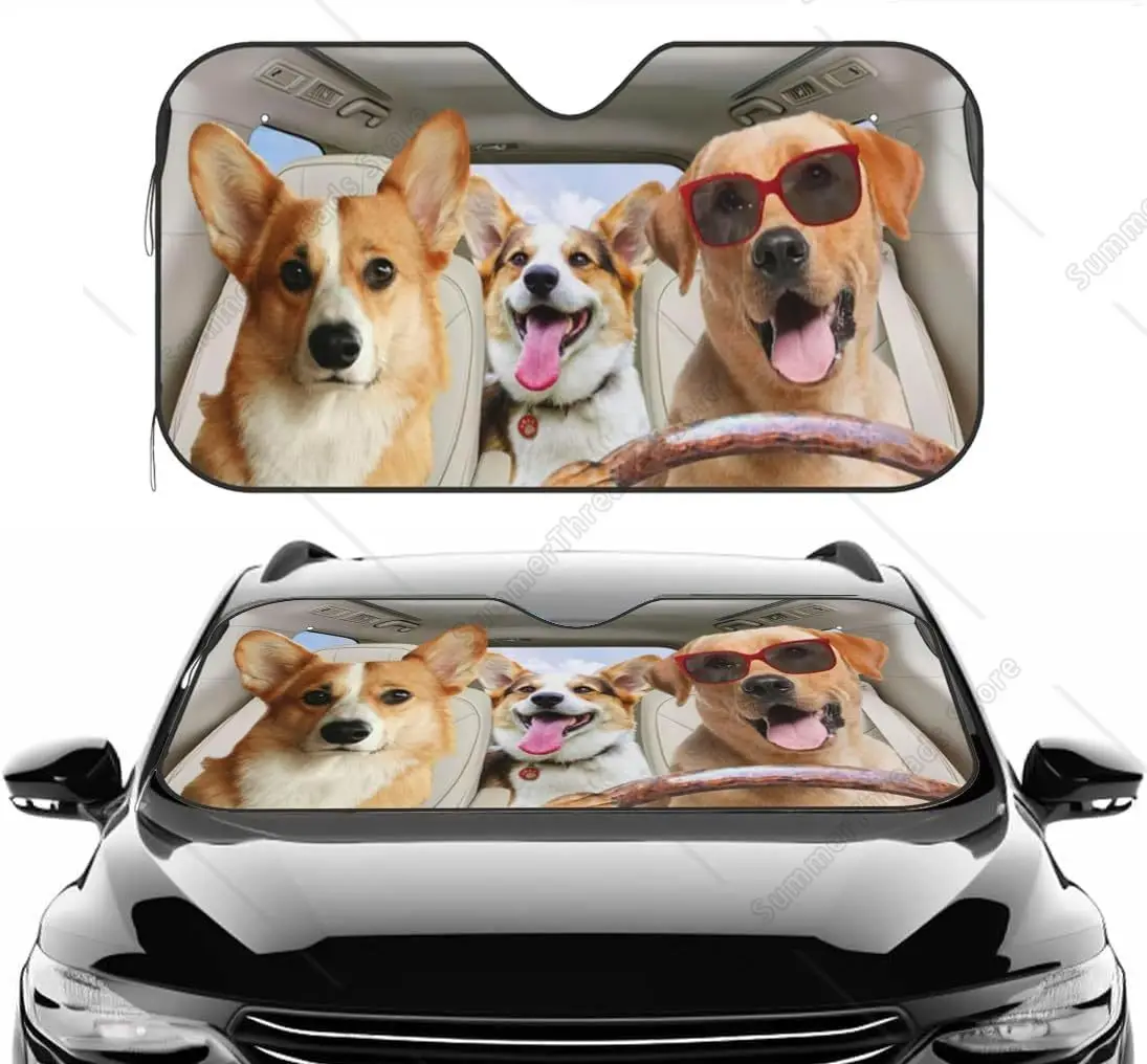 

Custom Pet Windshield Sunsha With Photo, Funny Dog Cat Driving Car Front Windshield Sun Sha UV Rays And Keeps Your Vehicle C