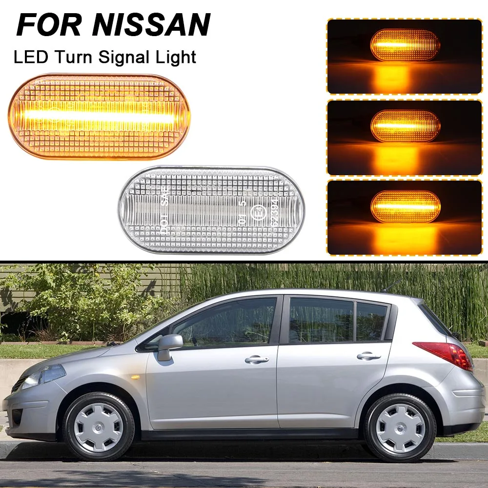 

Dynamic Turn Signal Lamps For Nissan Versa Quest Z33 350Z Micra III Cube Navara D40 2PCS LED Side Marker Indicator Lights