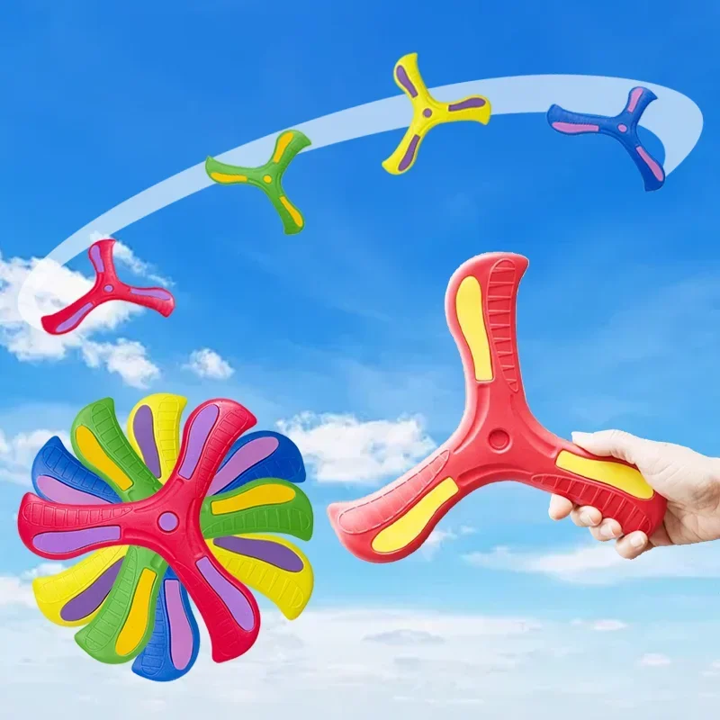Juguete Boomerang divertido, juegos de discos voladores cruzados de tres hojas para exteriores, juguetes deportivos interactivos para niños y adultos, regalo de descompresión