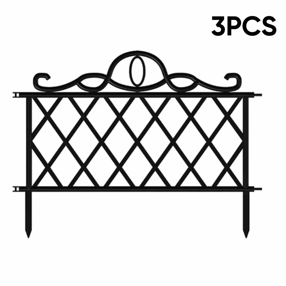 3PCS New Plastic Garden Fence Splicable European Style Landscape Fence Detachable Decorative Lawn Edging Flower Bed