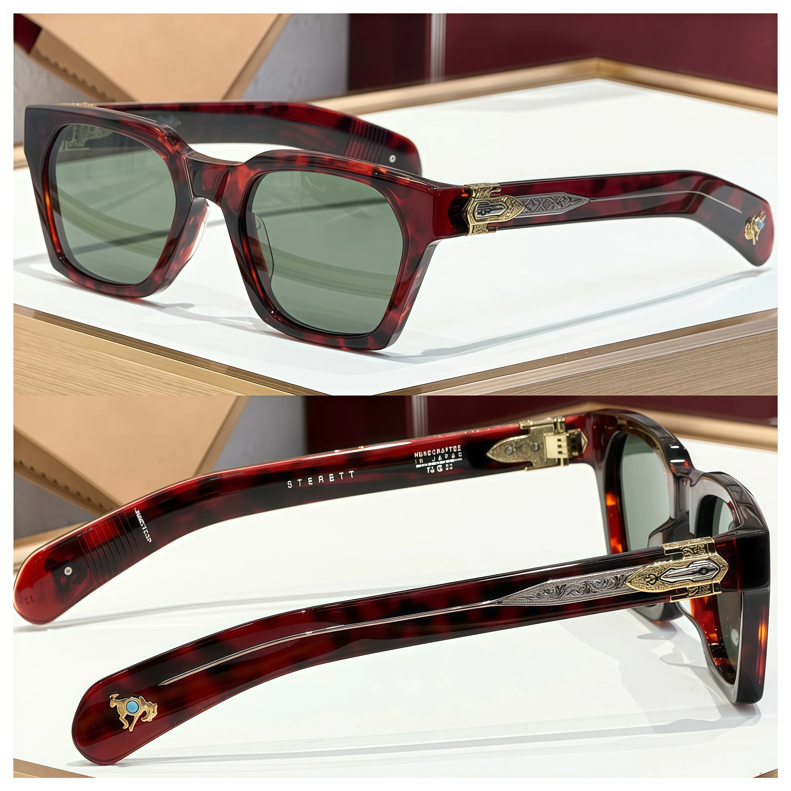 

KIZN JMM Sterett Luxury Sunglasses Acetate Frame Handmade Limited Edition Paddle Temples Premium Quality