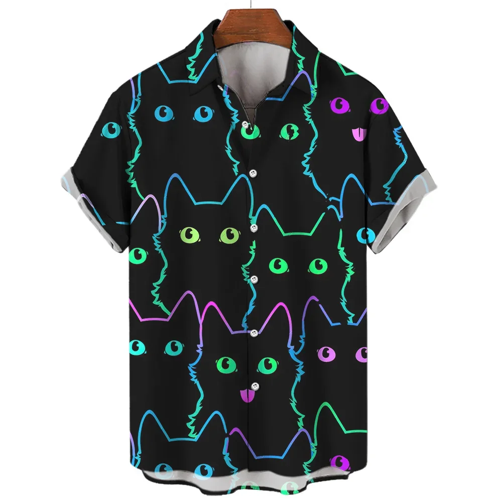 

2025 демоническая гавайская рубашка с 3D принтом ужасов, мужская свободная дышащая мужская рубашка, летняя мужская рубашка с коротким рукавом