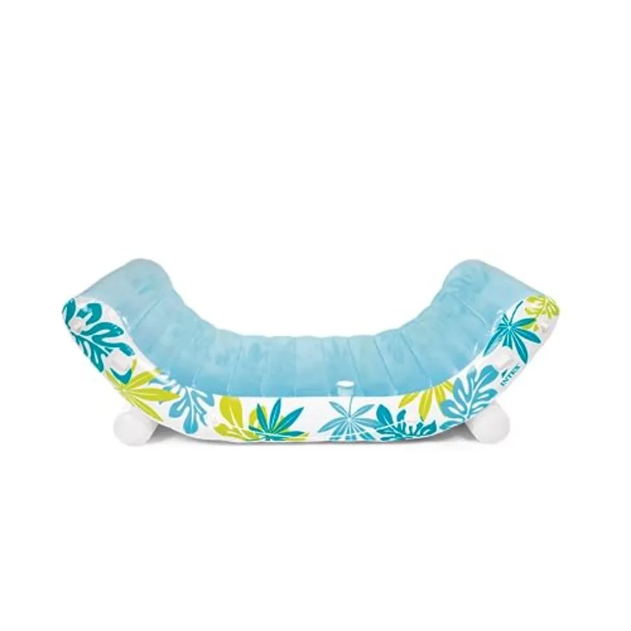 Inflatable Tropical Canopy Lounge for outdoor use, PVC fabric in teal, detachable sunshade, built-in cup holders, rope ties, 44