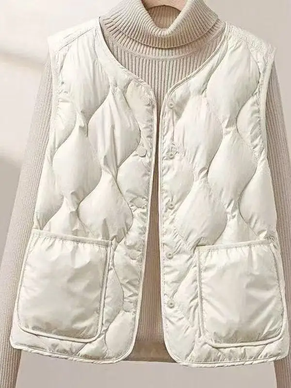 

Women's down Cotton Vest 2025 Autumn Winter New Faion Simple Sle Slim Fit ort Size Layering Vest Warmth Outerwear